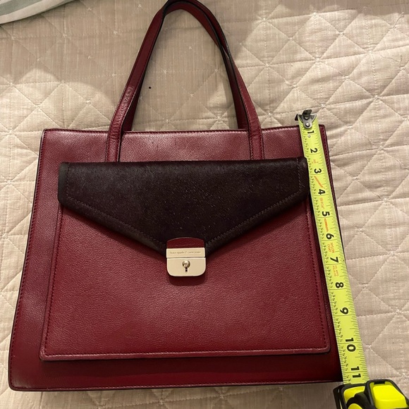 Kate Spade Large Tote Zarinah Hyde Tote Pink Burgundy Leather Suede Shoulder Bag - Picture 12 of 12